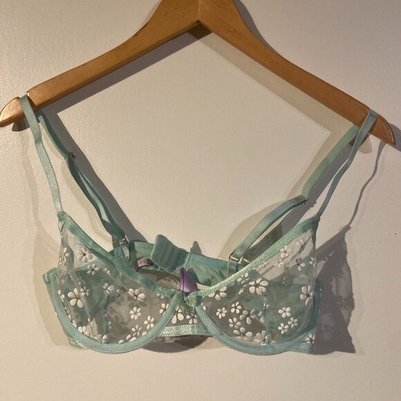 Savage X Fenty Mint Green Floral Bra - Picture 2 of 5